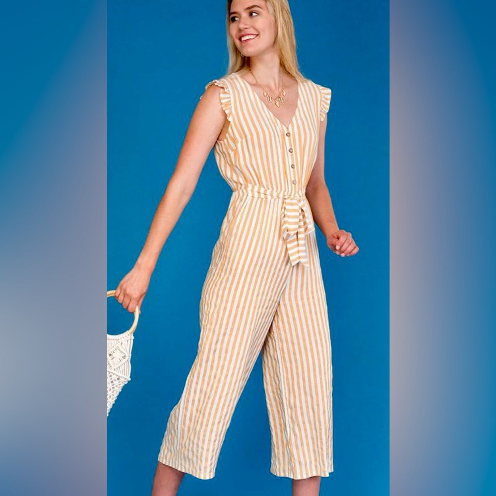 Yellow striped jumpsuit